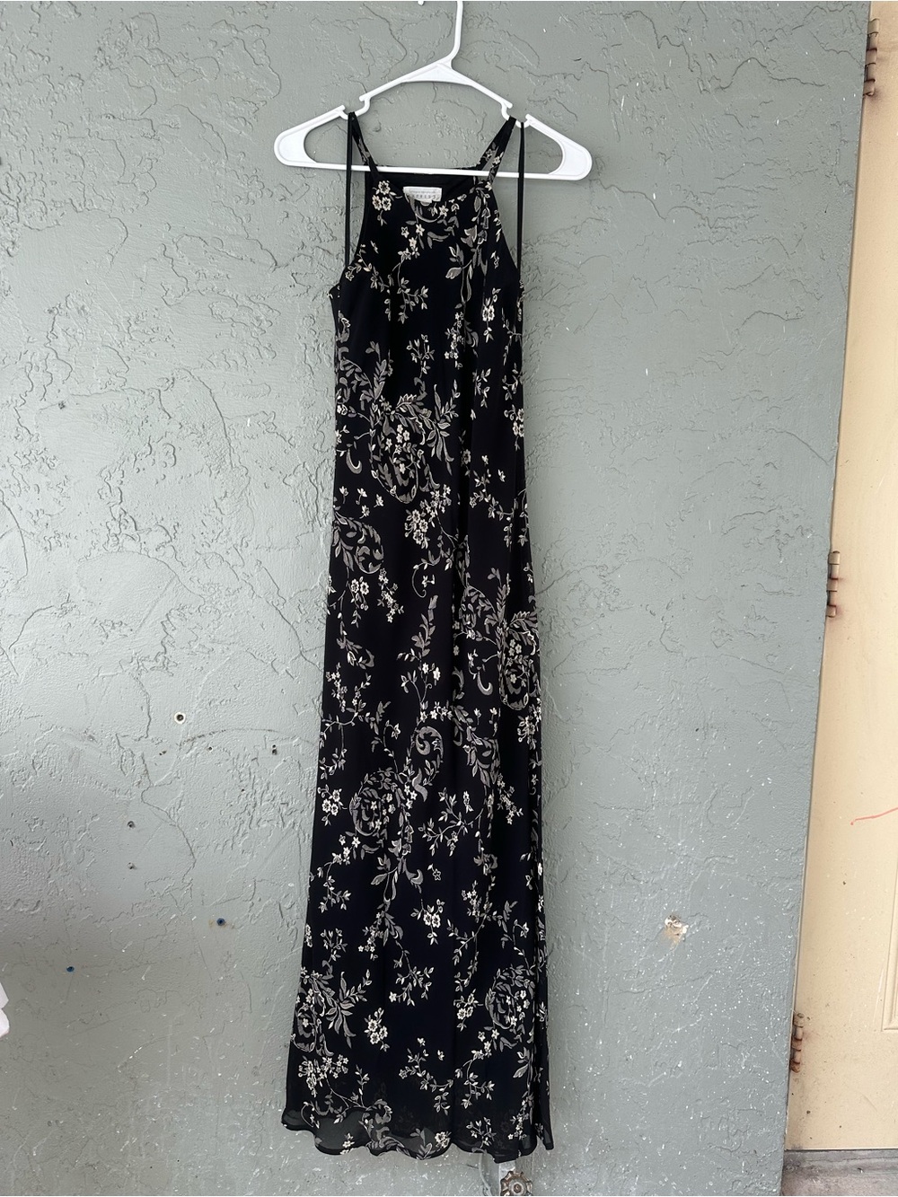 Black Floral Maxi Dress with Delicate Cream Print